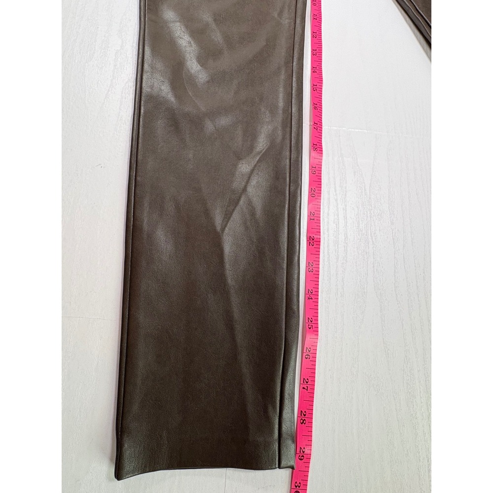 Wilfred Aritzia Melina Pant Vegan Leather High Rise Straight Leg Brown Size 6‎ - Picture 13 of 14